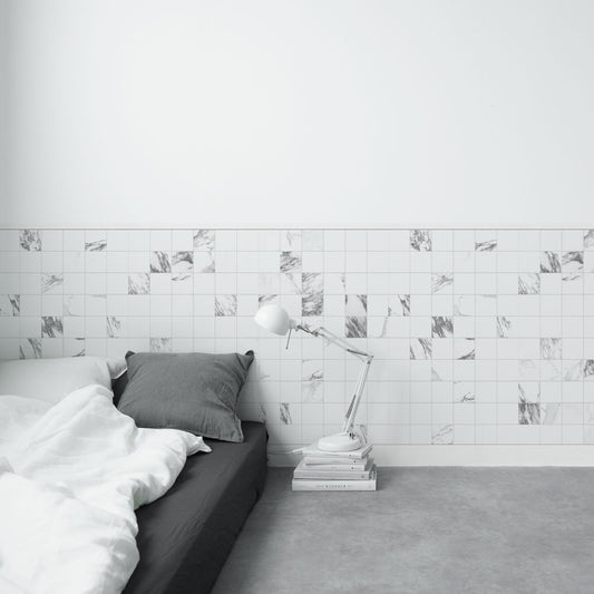 はがせる壁紙 シールタイプ Room No.0 ローワーウォールシート Lower wall sheet Marble Tiles White TRN-LWS15