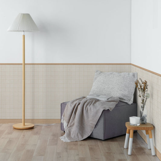 はがせる壁紙 シールタイプ ローワーウォールシート Lower wall sheet ファブリックチェック ベージュ TST-LWS23