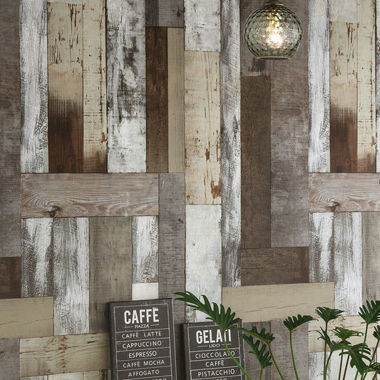 BB-2489 壁紙 のり付き クロス / シンコール / ベスト 木目【15m+施工道具セット】