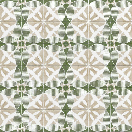 【サンプル】貼ってはがせる 床リメイクシート「Hatte me Floor (ハッテミーフロア)」ブロカントタイル / グリーン