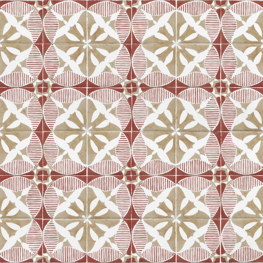 【サンプル】貼ってはがせる 床リメイクシート「Hatte me Floor (ハッテミーフロア)」ブロカントタイル / レッド