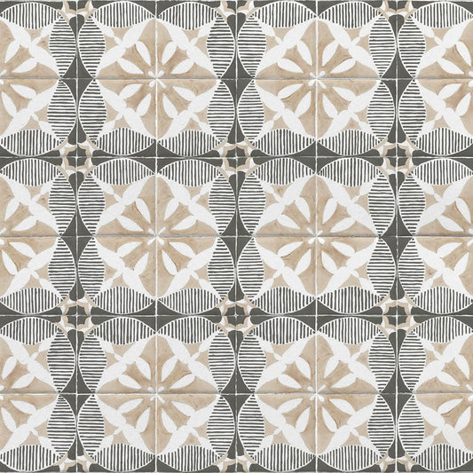 【サンプル】貼ってはがせる 床リメイクシート「Hatte me Floor (ハッテミーフロア)」ブロカントタイル / チャコールグレー