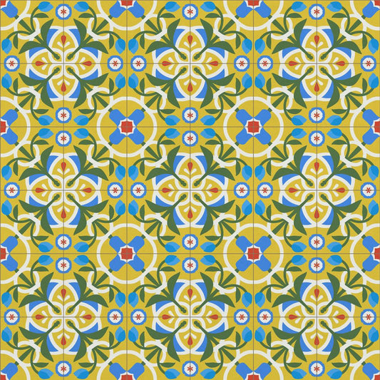 【サンプル】貼ってはがせる 床リメイクシート「Hatte me Floor (ハッテミーフロア)」セメントタイル -チューリップ- / デルフィニジン