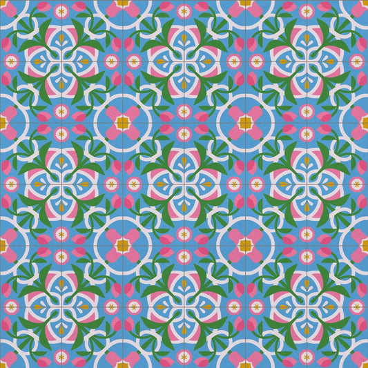 【サンプル】貼ってはがせる 床リメイクシート「Hatte me Floor (ハッテミーフロア)」セメントタイル -チューリップ- / リマ