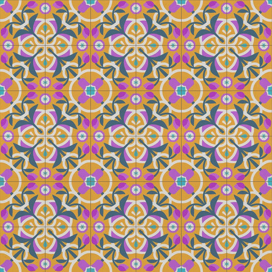 【サンプル】貼ってはがせる 床リメイクシート「Hatte me Floor (ハッテミーフロア)」セメントタイル -チューリップ- / ネグレッタ