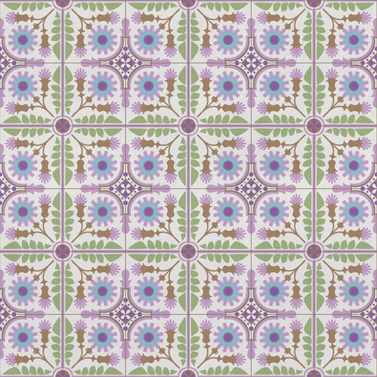 【サンプル】貼ってはがせる 床リメイクシート「Hatte me Floor (ハッテミーフロア)」セメントタイル -ダンデライオン- / パープル