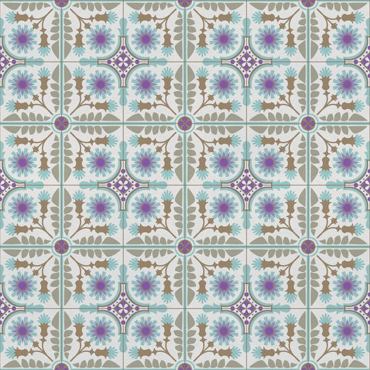 【サンプル】貼ってはがせる 床リメイクシート「Hatte me Floor (ハッテミーフロア)」セメントタイル -ダンデライオン- / ブルー