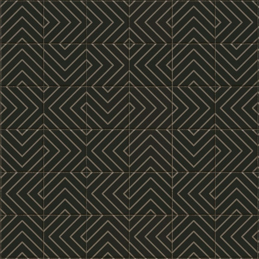 【サンプル】 貼ってはがせる クッションフロア Room No.0 幾何学タイル CRN-GT04 モノクロブラック