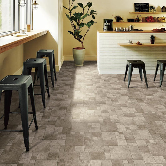 約100cm幅 土足OK ハードタイプ クッションフロア【100cm×10m巻 2本セット】 サンゲツ / タイル柄 CM-12255