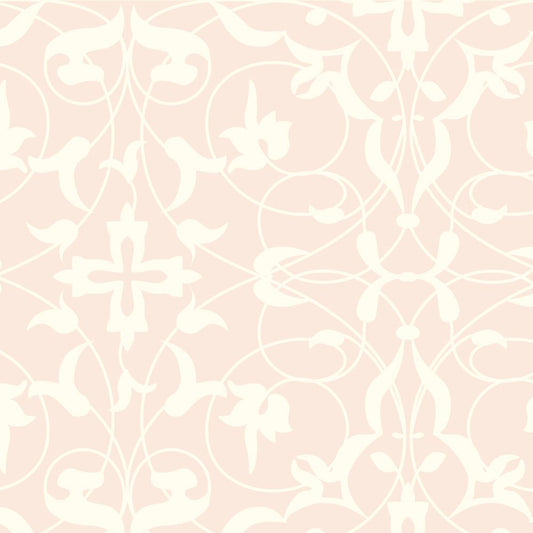 【サンプル】貼ってはがせる クッションフロア シールタイプ Mon Sucrier メルヘンタイル エレガントアラベスク CMS-EA01 ピンク