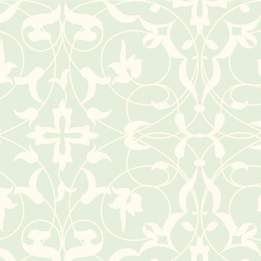 【サンプル】貼ってはがせる クッションフロア シールタイプ Mon Sucrier メルヘンタイル エレガントアラベスク CMS-EA02 ミント