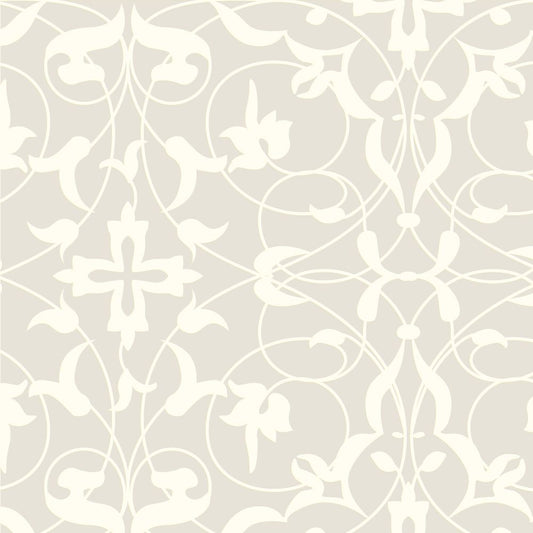 【サンプル】貼ってはがせる クッションフロア シールタイプ Mon Sucrier メルヘンタイル エレガントアラベスク CMS-EA03 グレー