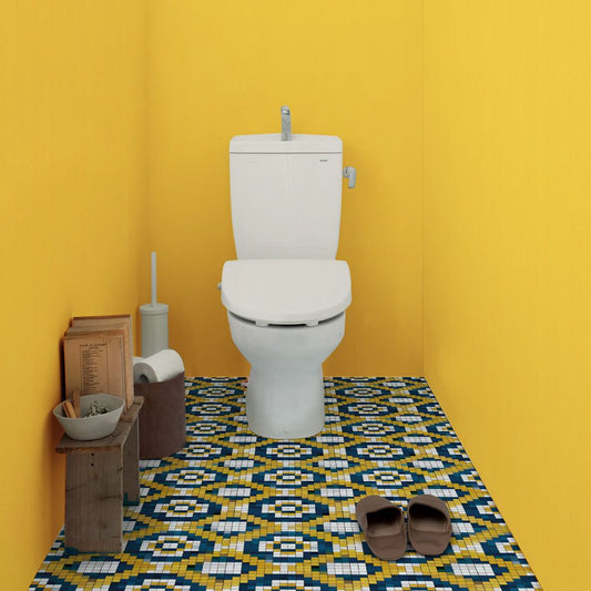 貼ってはがせる クッションフロア シールタイプ レトロトレ コーヒーパーラータイル (88cm×176cmサイズ) CRT-FM01 フラワーモザイク / ブライト