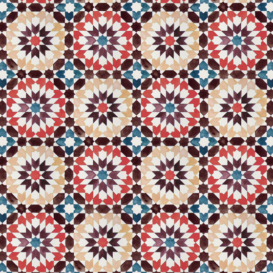 【サンプル】貼ってはがせる 床リメイクシート「Hatte me Floor (ハッテミーフロア)」モロッコタイル柄 FL-MORO-02 レッド 【1008】