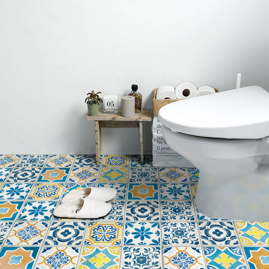 貼ってはがせる 床リメイクシート「Hatte me Floor (ハッテミーフロア)」ランダムタイル柄(65cm×1mサイズ) FL-TILE-02-65x10 カラフル