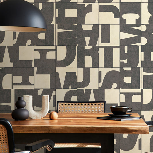 水だけで貼れる壁紙 Hattan ハッタン WALLN レターブロック HLB-06 6枚セット