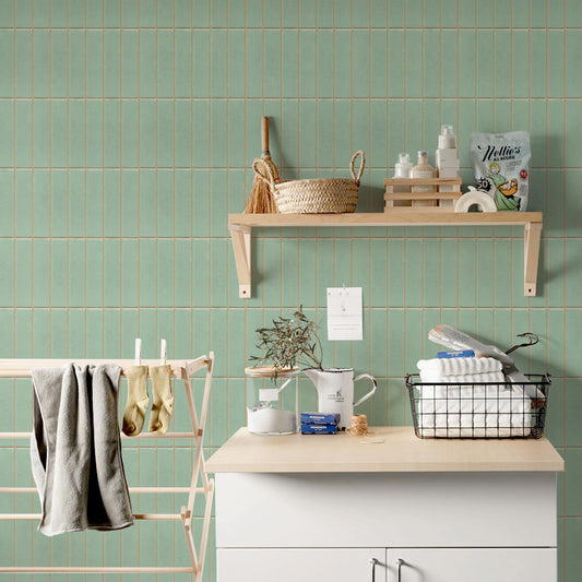 貼ってはがせる シール壁紙 「Hatte me! (ハッテミー)」 リメイクシート ビルヂングタイル (65cm×1mサイズ) BLDG-10 / セラドン