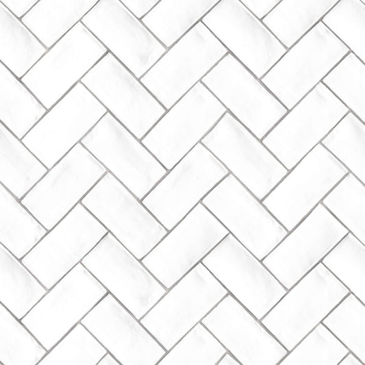 【サンプル】貼ってがせるリメイクシート「Hatte me! (ハッテミー)」ヘリンボーンタイル柄 HBTL-01 ホワイト