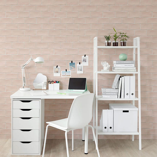 貼ってはがせる シール壁紙 「Hatte me! (ハッテミー)」 リメイクシート オブロングタイル柄 (65cm×2.6mサイズ) OBTL-04 / コーラル