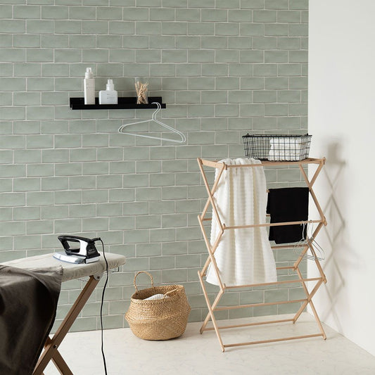 貼ってはがせる シール壁紙 「Hatte me! (ハッテミー)」 リメイクシート オブロングタイル柄 (65cm×2.6mサイズ) OBTL-06 / セージグリーン