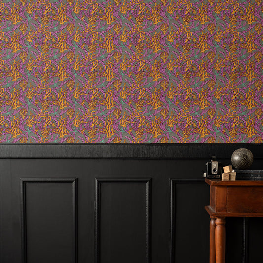 貼ってはがせる シール壁紙 「Hatte me! (ハッテミー)」 リメイクシート 復刻図案集 (65cm×2.6mサイズ) MVCO-02 / サンゴ サイケ