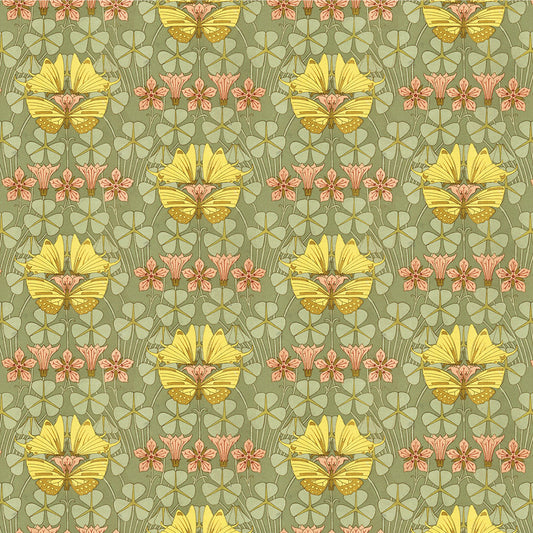 【サンプル】貼ってはがせるリメイクシート「Hatte me! (ハッテミー)」 復刻図案集 MVPO-01 / 蝶とカタバミ セージ