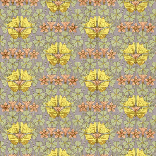 【サンプル】貼ってはがせるリメイクシート「Hatte me! (ハッテミー)」 復刻図案集 MVPO-02 / 蝶とカタバミ ラベンダー