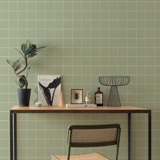 貼ってはがせる シール壁紙 「Hatte me! (ハッテミー)」 リメイクシート すっきりタイル/くすみカラー (65cm×1mサイズ) NSQT-07 / ダスティリーフ