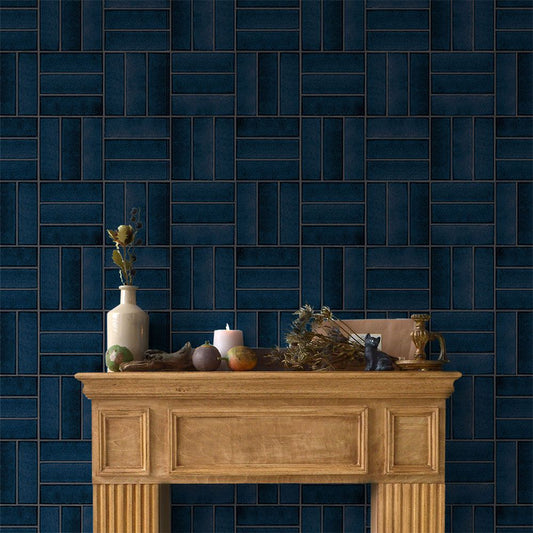 貼ってはがせる シール壁紙 「Hatte me! (ハッテミー)」 リメイクシート レトロタイル柄 (65cm×2.6mサイズ) RTAB-01 / アルボル ブルー