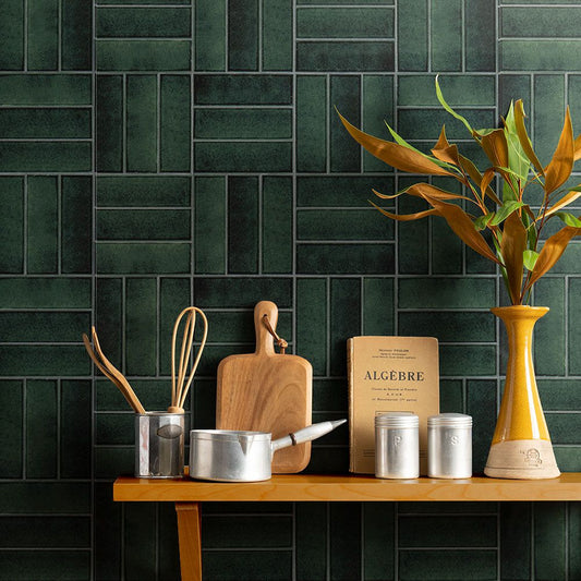 貼ってはがせる シール壁紙 「Hatte me! (ハッテミー)」 リメイクシート レトロタイル柄 (65cm×1mサイズ) RTAB-02 / アルボル グリーン