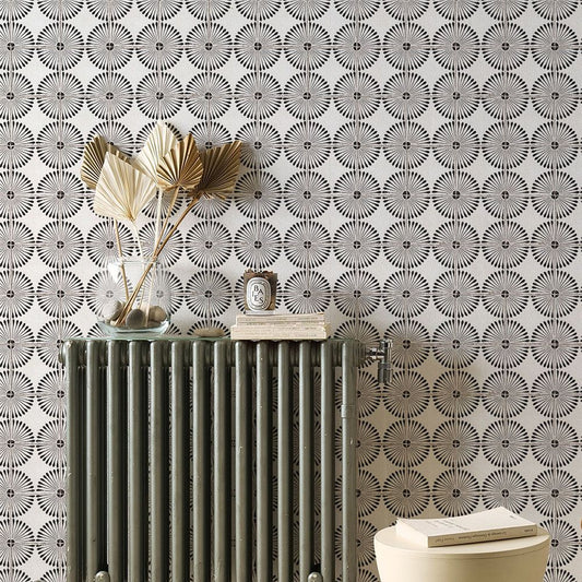 貼ってはがせる シール壁紙 「Hatte me! (ハッテミー)」 リメイクシート レトロタイル柄 (65cm×1mサイズ) RTDY-01 / デイジー ブラック