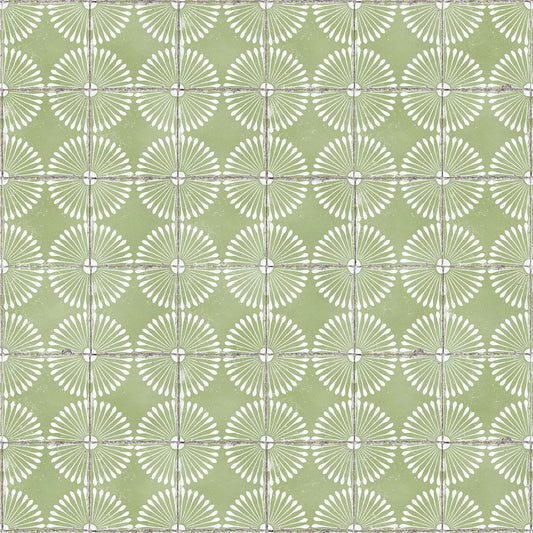 【サンプル】貼ってがせるリメイクシート「Hatte me! (ハッテミー)」レトロタイル柄 RTDY-04 / デイジー グリーン