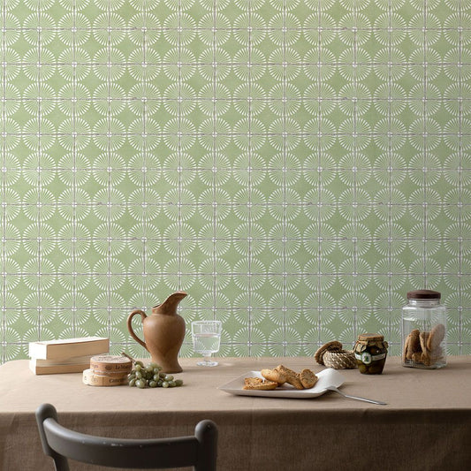 貼ってはがせる シール壁紙 「Hatte me! (ハッテミー)」 リメイクシート レトロタイル柄 (65cm×1mサイズ) RTDY-04 / デイジー グリーン