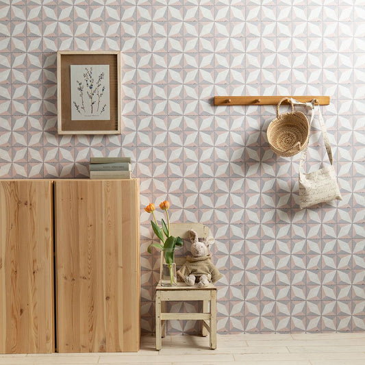 貼ってはがせる シール壁紙 「Hatte me! (ハッテミー)」 リメイクシート レトロタイル柄 (65cm×1mサイズ) RTLS-03 / ルクス ピンク