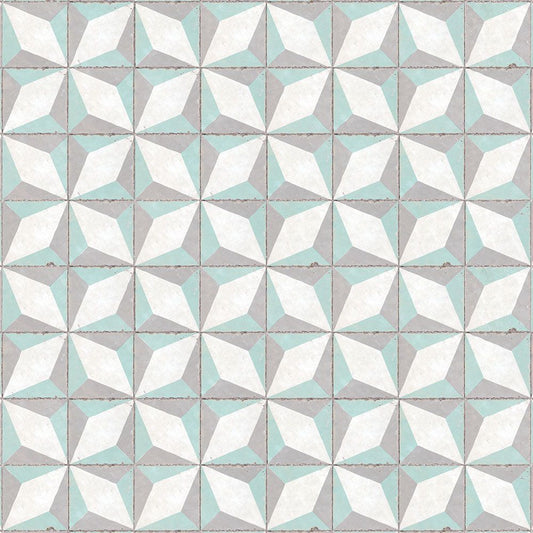 【サンプル】貼ってがせるリメイクシート「Hatte me! (ハッテミー)」レトロタイル柄 RTLS-04 / ルクス ブルー