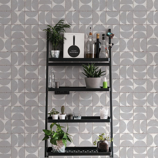 貼ってはがせる シール壁紙 「Hatte me! (ハッテミー)」 リメイクシート レトロタイル柄 (65cm×2.6mサイズ) RTMM-02 / マルメ グレー