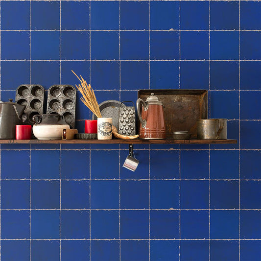 貼ってはがせる シール壁紙 「Hatte me! (ハッテミー)」 リメイクシート レトロタイル柄 (65cm×1mサイズ) RTOL-02 / オーリム ブルー