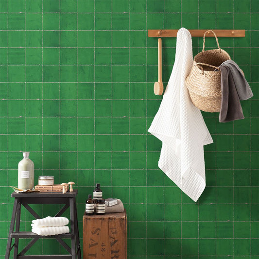 貼ってはがせる シール壁紙 「Hatte me! (ハッテミー)」 リメイクシート レトロタイル柄 (65cm×2.6mサイズ) RTOL-03 / オーリム グリーン