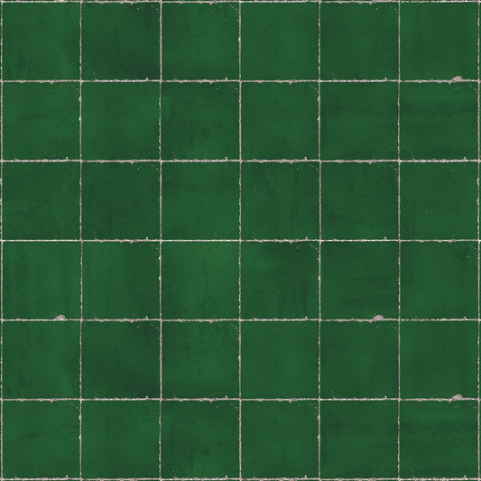 【サンプル】貼ってがせるリメイクシート「Hatte me! (ハッテミー)」レトロタイル柄 RTOL-05 / オーリム ダークグリーン