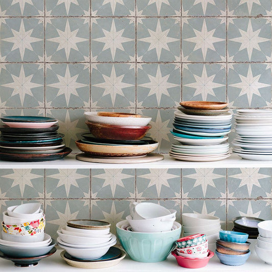 貼ってはがせる シール壁紙 「Hatte me! (ハッテミー)」 リメイクシート レトロタイル柄 (65cm×2.6mサイズ) RTST-04 / ステラ アリス