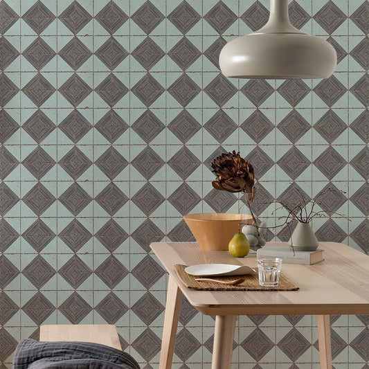 貼ってはがせる シール壁紙 「Hatte me! (ハッテミー)」 リメイクシート レトロタイル柄 (65cm×2.6mサイズ) RTWG-03 / ウィルガ アクア