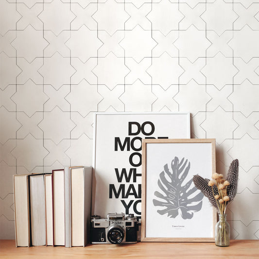 貼ってはがせる シール壁紙 「Hatte me! (ハッテミー)」 リメイクシート スタークロス柄 (65cm×2.6mサイズ) STCR-01 ホワイト