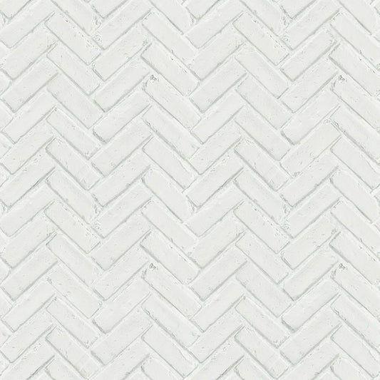 【サンプル】貼ってはがせる 床リメイクシート「Hatte me Floor (ハッテミーフロア)」 ヘリンボーンブリック柄 FL-RHB-01 / ホワイト