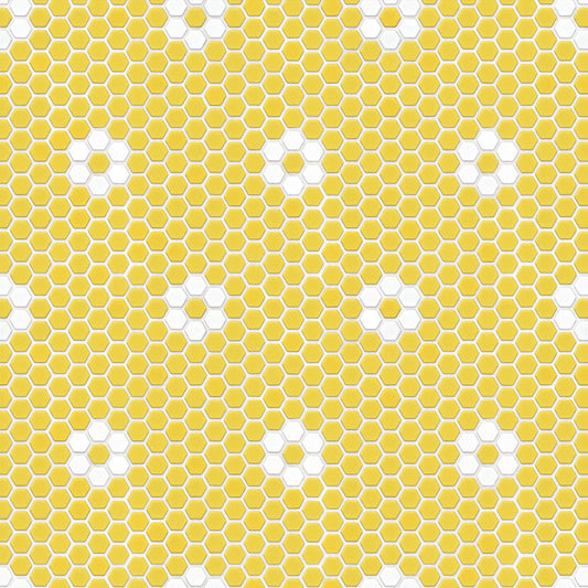 【サンプル】貼ってはがせる 床リメイクシート「Hatte me Floor (ハッテミーフロア)」ヘキサモザイク / イエローお花