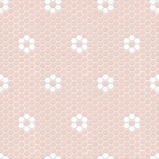 【サンプル】貼ってはがせる 床リメイクシート「Hatte me Floor (ハッテミーフロア)」ヘキサモザイク / ピンクお花