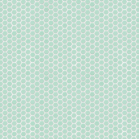 【サンプル】貼ってはがせる 床リメイクシート「Hatte me Floor (ハッテミーフロア)」ヘキサモザイク / ミント