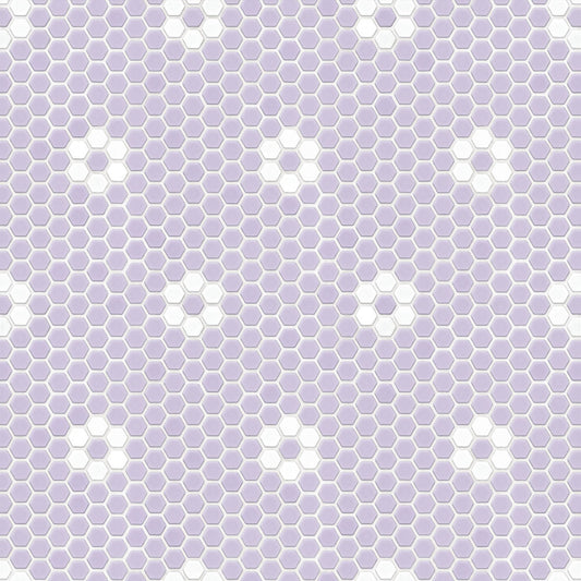 【サンプル】貼ってはがせる 床リメイクシート「Hatte me Floor (ハッテミーフロア)」ヘキサモザイク / ラベンダーお花