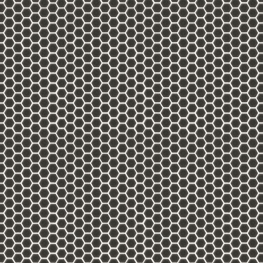 【サンプル】貼ってはがせる 床リメイクシート「Hatte me Floor (ハッテミーフロア)」ヘキサモザイク / ブラック