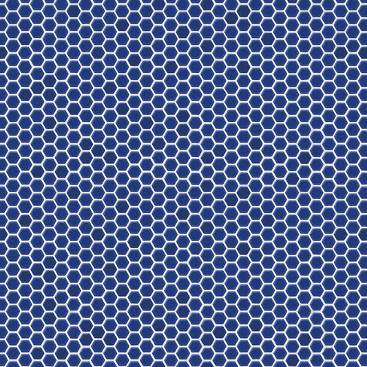 【サンプル】貼ってはがせる 床リメイクシート「Hatte me Floor (ハッテミーフロア)」ヘキサモザイク / マリンブルー