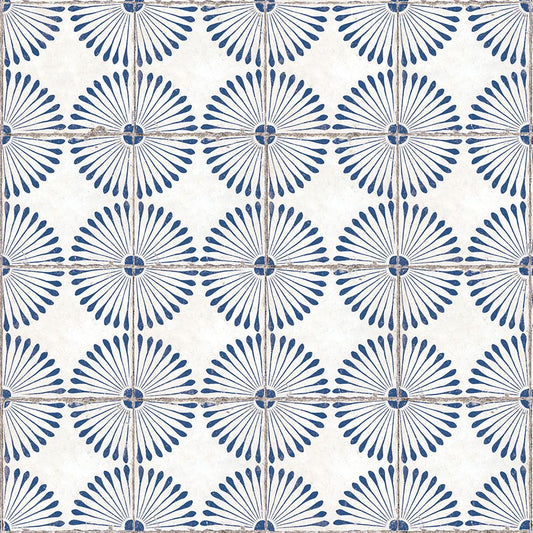 【サンプル】貼ってはがせる 床リメイクシート「Hatte me Floor (ハッテミーフロア)」 レトロタイル柄 FL-RTDY-03 / デイジー ネイビー